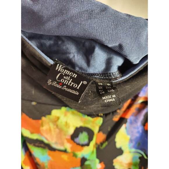 Women With Control Plus Pant Print Wide Leg Resort Beach 1X - Picture 4 of 5